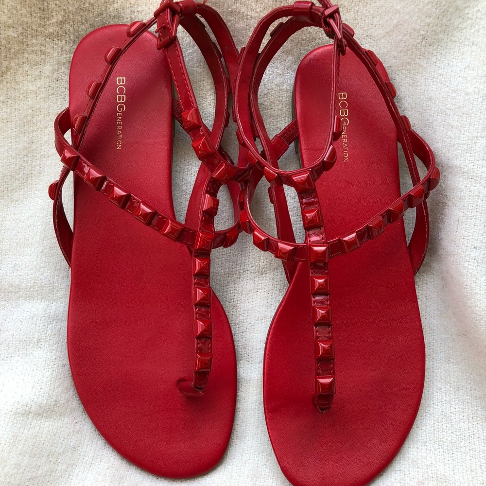 BCBGeneration Red Studded Sandals
